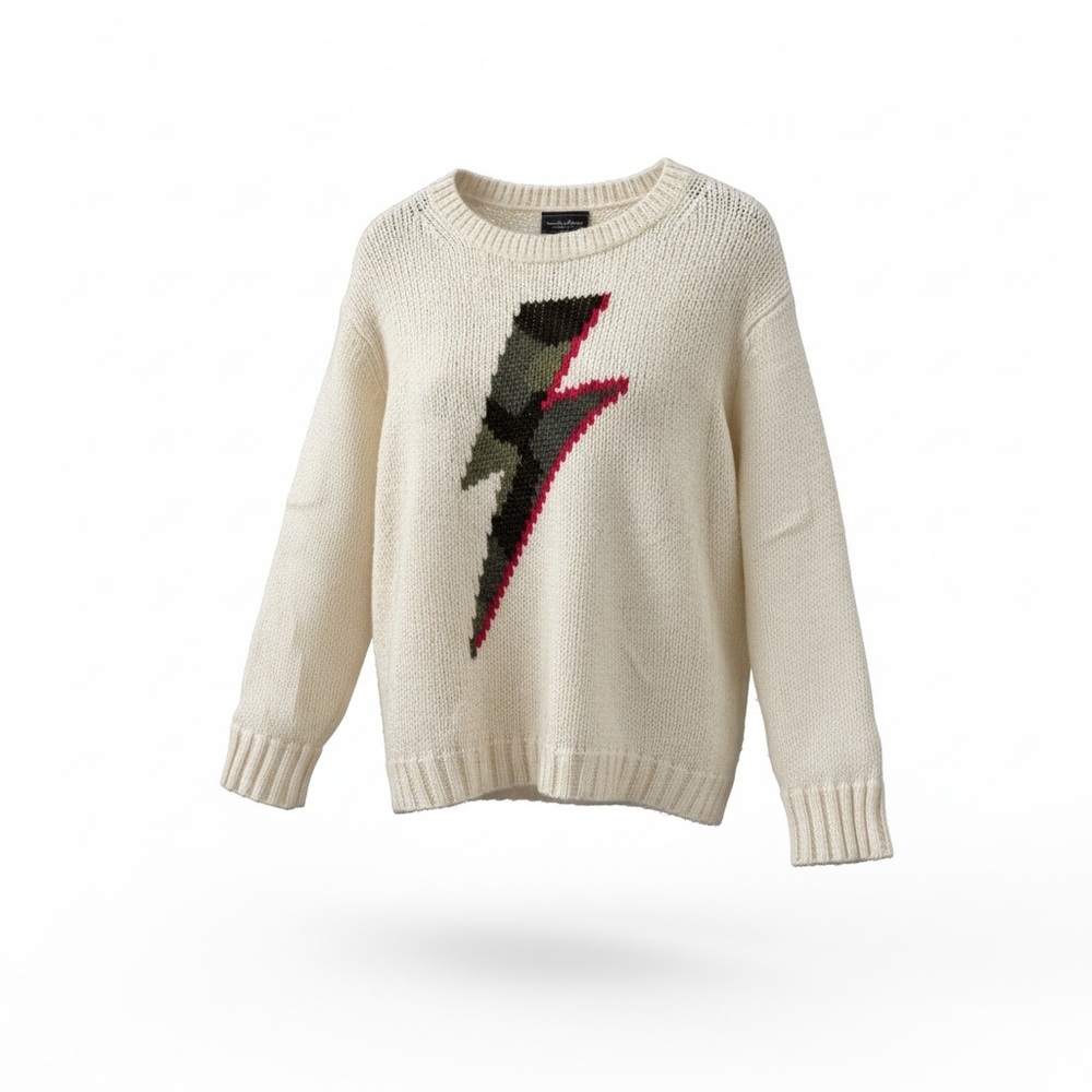 🍀Wooden Ships Cream Sweater with Lightning Bolt Design